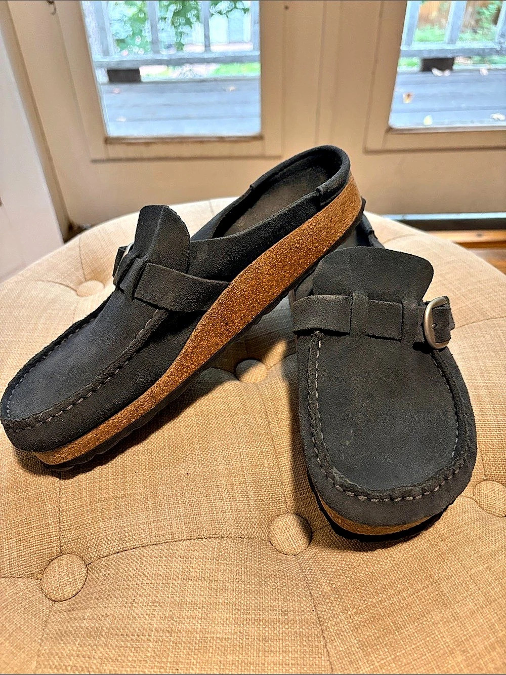 Birkenstock Buckley Suede Clog Sandals Black & Brown EU 39